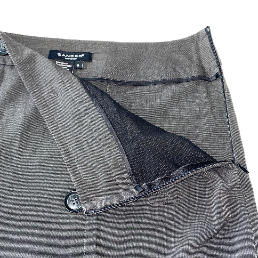 Sandro Charcoal Double-Breasted Mini Skirt. Size 8. Front Pockets. - Picture 6 of 7